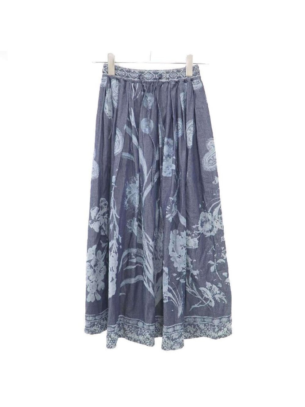 Dior Indigo Discharge Chambray Skirt Blue